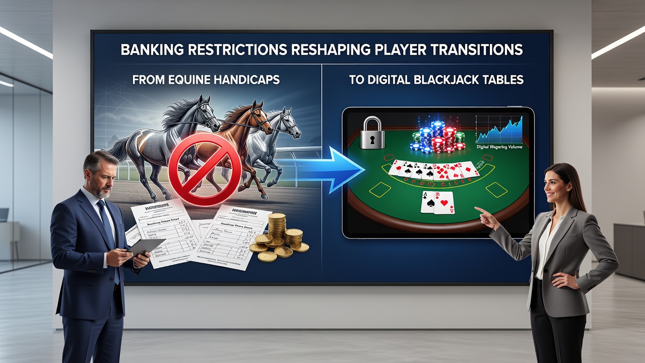User navigating between horse racing odds and digital blackjack in a mobile application