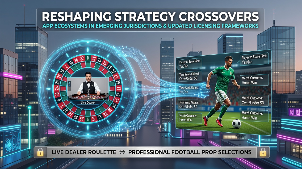 Mobile app interface showing live dealer roulette alongside football prop betting options in an emerging market jurisdiction