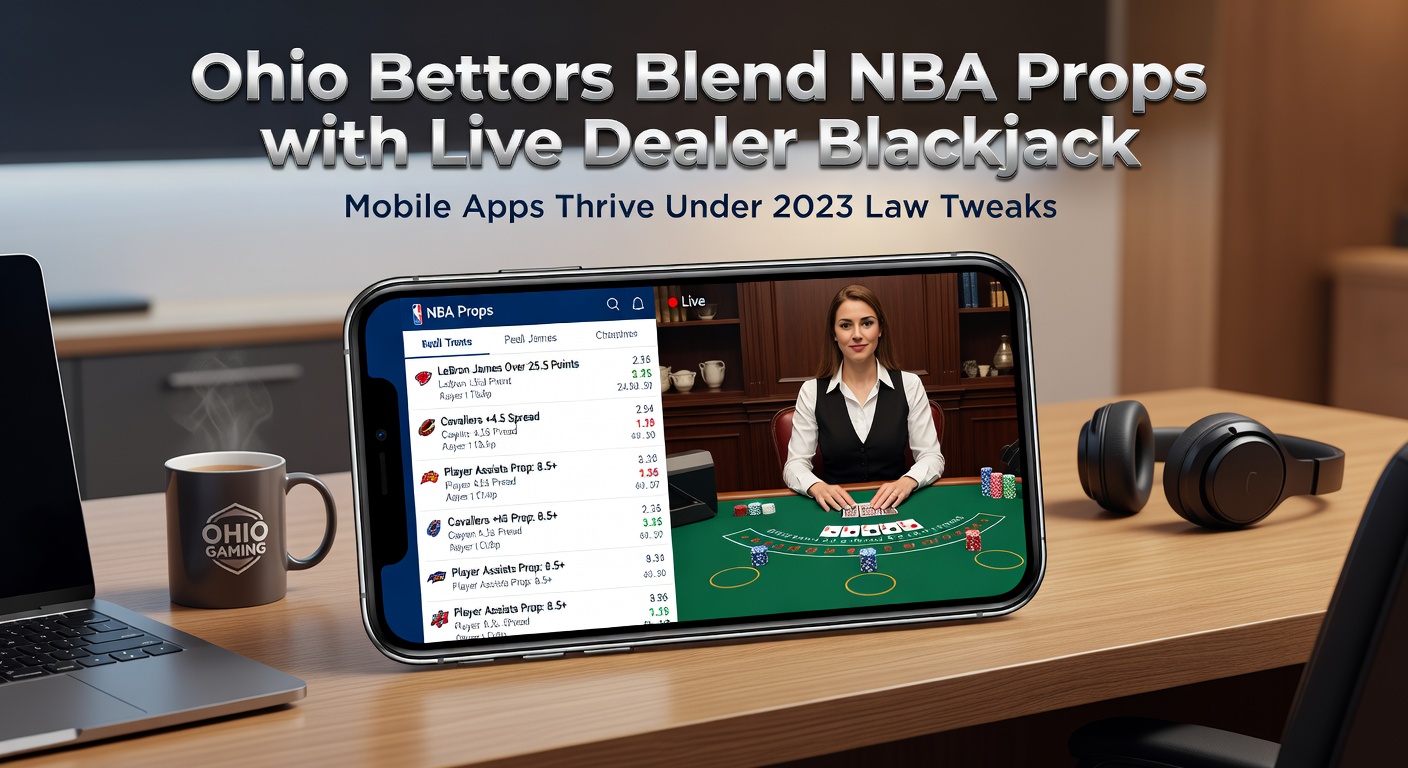 Ohio mobile betting app interface showing NBA props alongside live dealer blackjack table