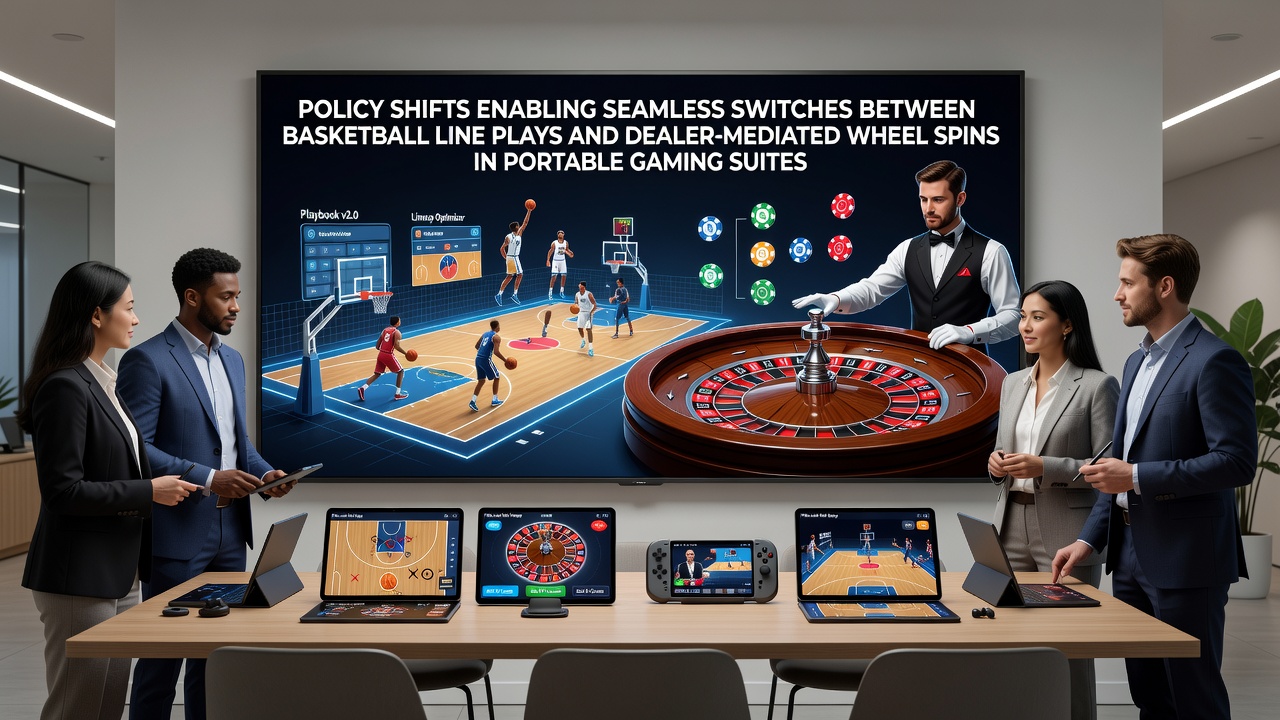 Portable gaming suite interface displaying integrated basketball line plays alongside live dealer wheel spins on a mobile device