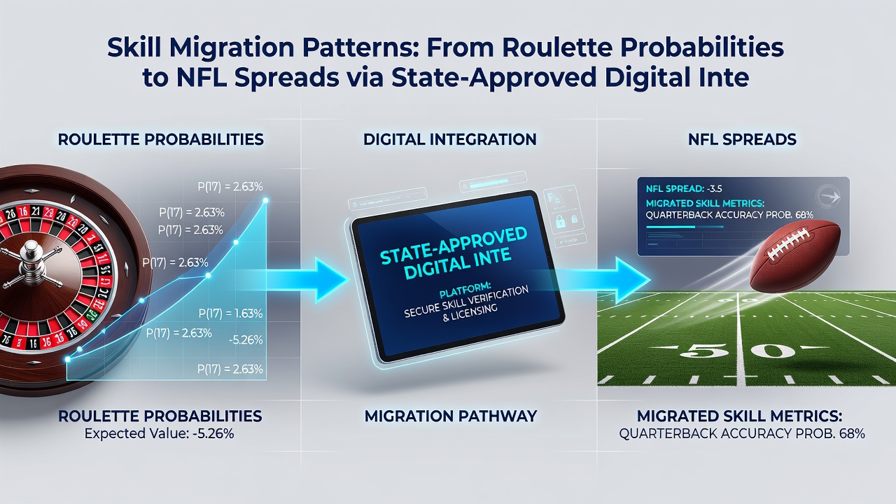Mobile interface displaying both roulette probability tools and NFL spread analytics side by side in a state-regulated betting app